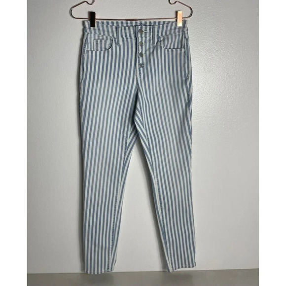 Universal Thread Womens Button Fly High Rise Skinny Jeans Blue Stripes Sz 2/26R - Picture 1 of 12